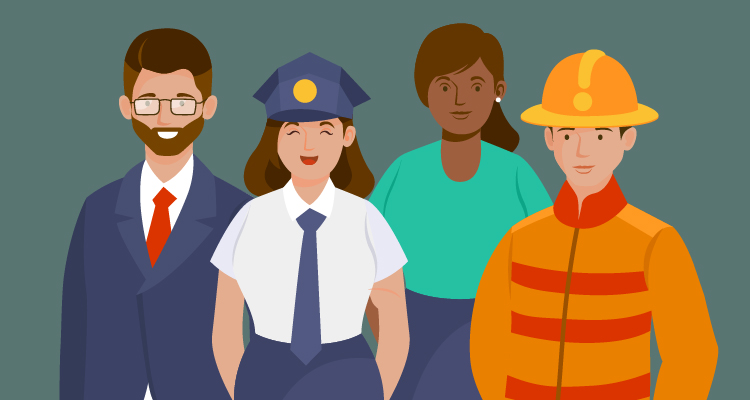 Ilustração de pessoas juntas representando instituições